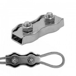 Соединитель троса (киповая планка) двойной Flat clip, для троса 8 мм
